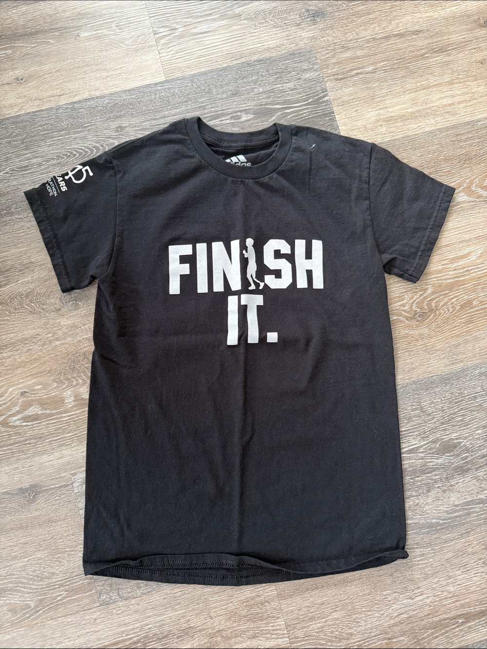adidas Terry Fox collection Black 'Finish It.' Short Sleeve Tee
